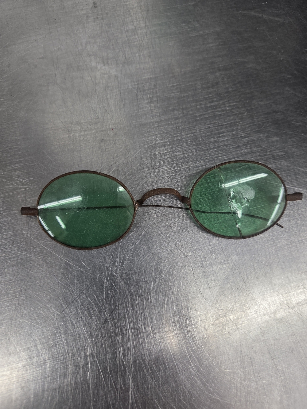 Vintage Round Metal Frame Glasses with Green Lenses Jean Paul Gaultier 57-0173S